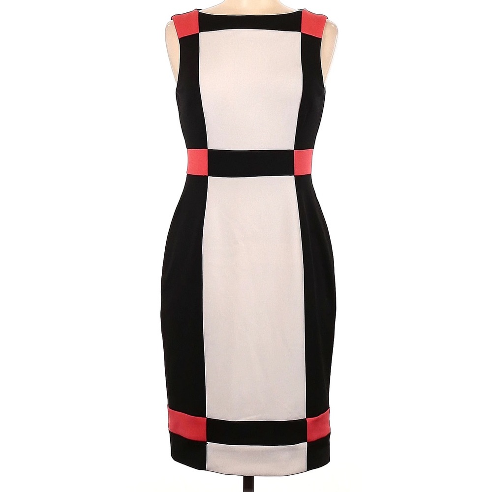 Maggy London color block sleevless boat neck shift dress size 4